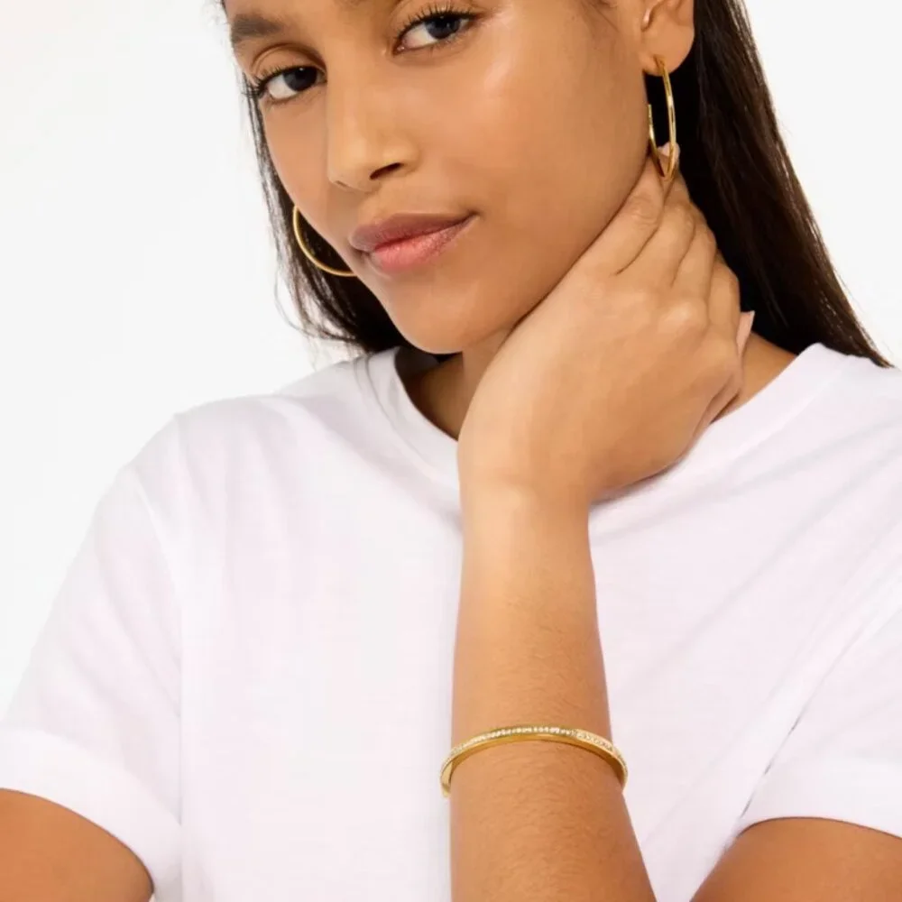 NWT Kate Spade Ring It Up Pave Bangle - Gold/Clear - Picture 4 of 7